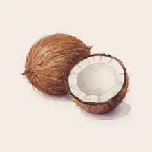 Noix de coco à l'aquarelle